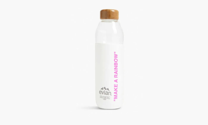 Virgil Abloh X Soma Make A Rainbow Refillable Glass Water Bottle White / Pink  Virgil Abloh X Soma Make A Rainbow Refillable Glass Water Bottle White / Pink