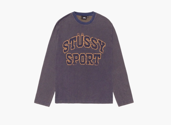Stussy 2 Tone Cotton Mesh Crew  Navy 