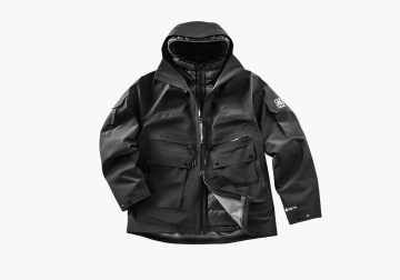 Spyder x C.P. Company Gore-Tex Hooded Regular Workwear Style Down Jacket Black 