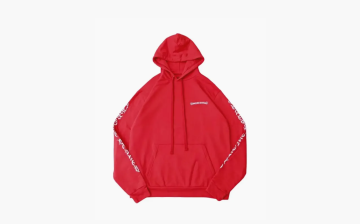 Chrome Hearts Scroll Logo Hoodie Red & White 