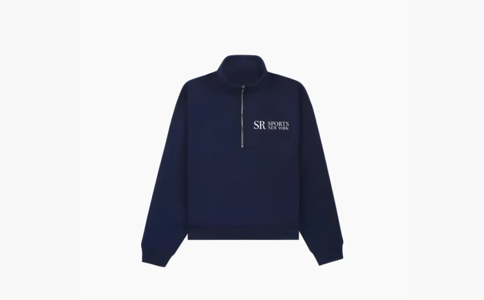 SPORTY & RICH Jfk Quarter-zip Sweatshirt Marine Blue 