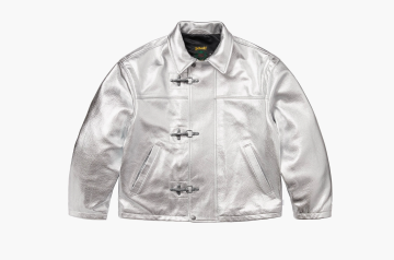 Supreme x Schott Leather Clip Jacket Silver 