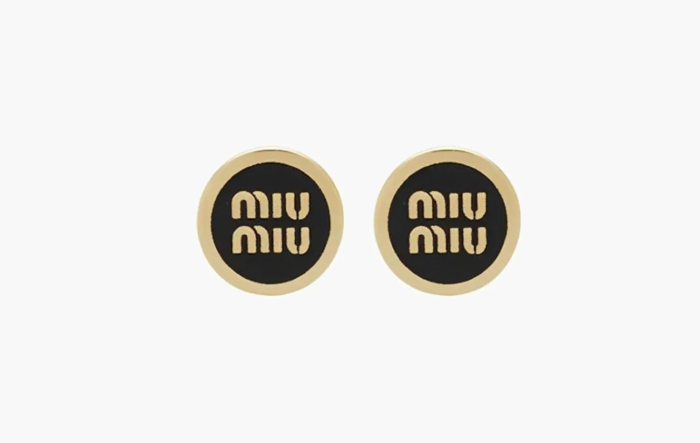 Miu Miu Enameled Metal Earrings Black 