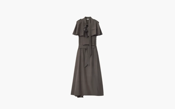 Burberry Silk Trench Dress Gray 