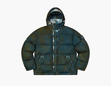 Supreme x Stone Island Painted Camo Crinkle Down Jacket Dark Teal 