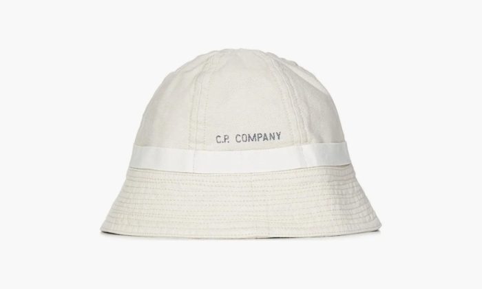 C.P. Company Logo Print Cotton Bucket Hat White  C.P. Company Logo Print Cotton Bucket Hat White