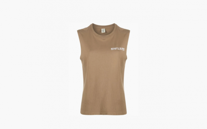 Sporty & Rich logo-print Cotton Tank Top "Brown" 