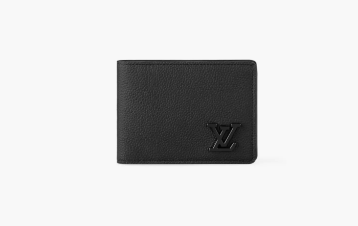 Louis Vuitton Matte Airgram Grained Calf Leather Multiple Wallet Black 