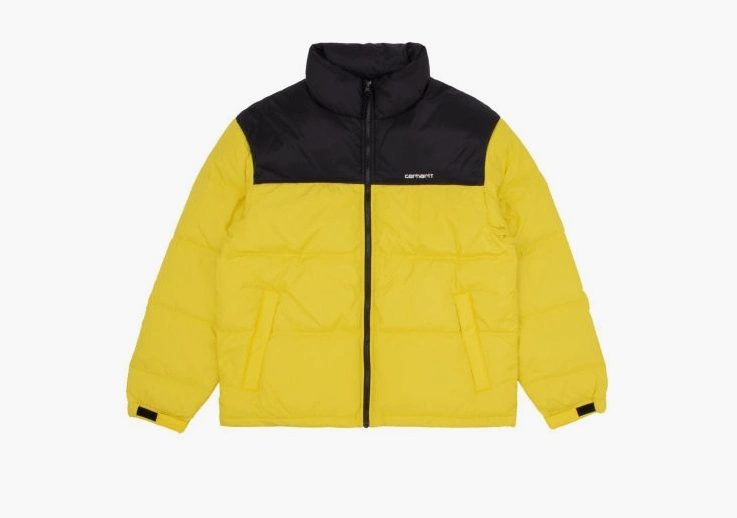 Carhartt WIP Embroidered Quilted Zip-Up Down Puffer Jacket Yellow  Carhartt WIP Embroidered Quilted Zip-Up Down Puffer Jacket Yellow