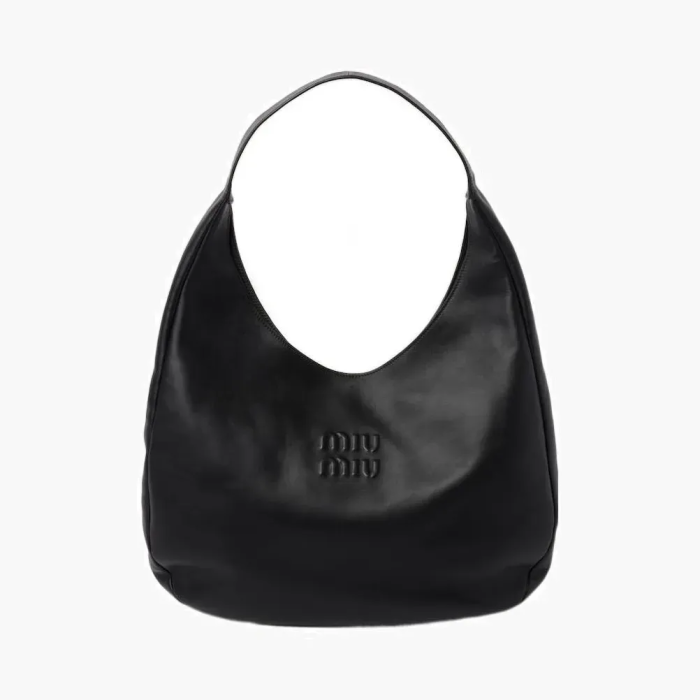 Miu Miu Leather Hobo Bag Black 