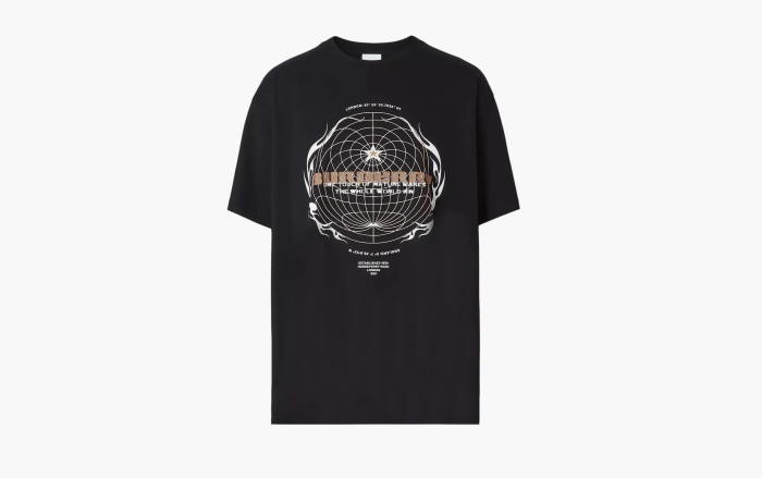 Burberry Globe Graphic Print Oversized T-Shirt  "Black" 