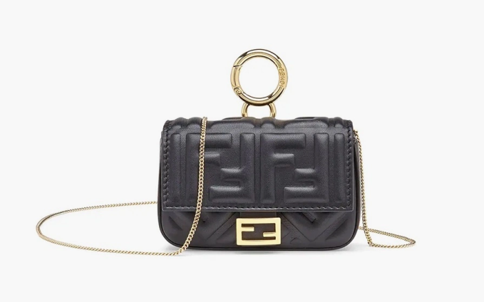 Fendi Nano Baguette Fokur Crossbody Bag Black 