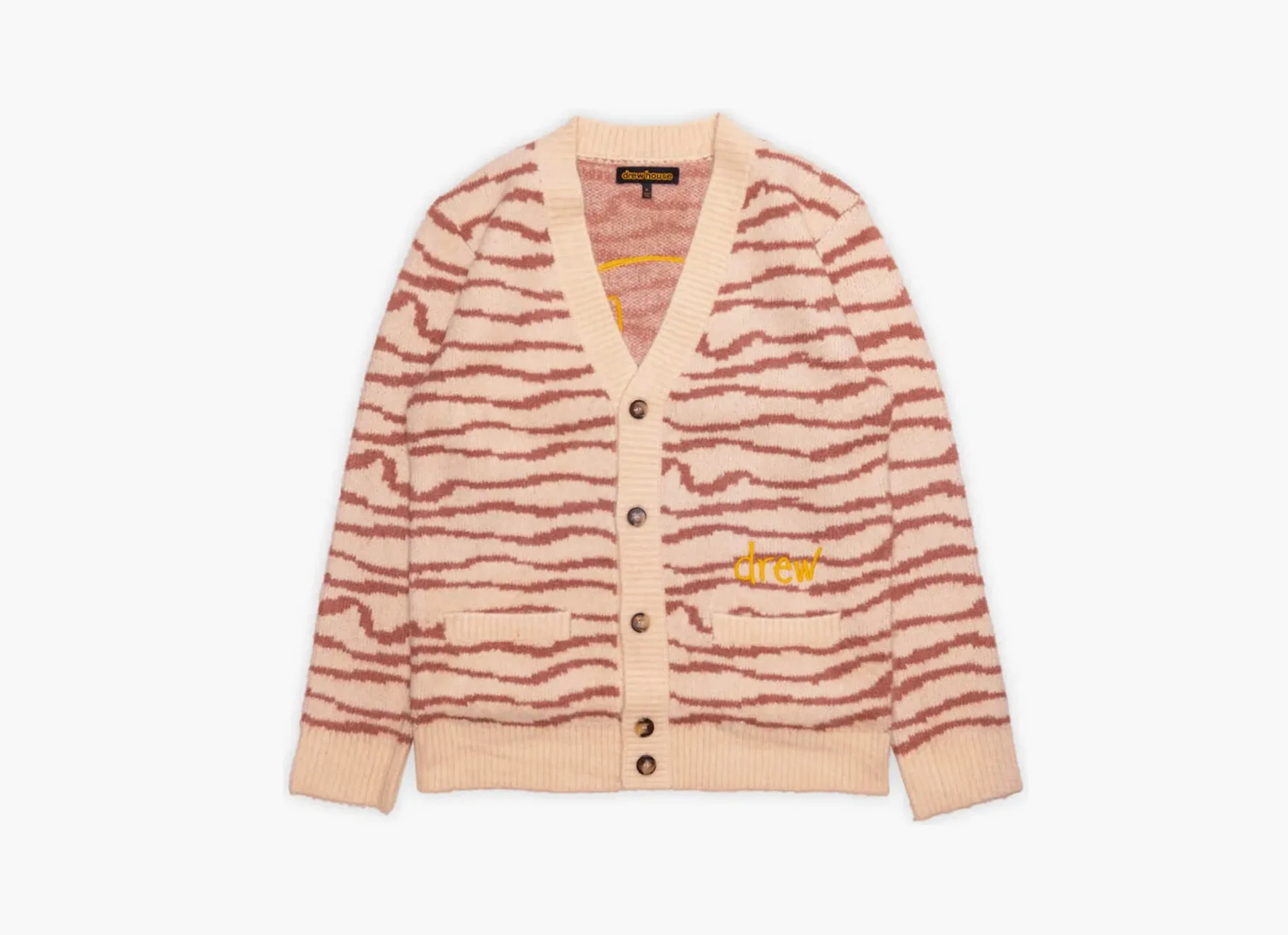 Drew House Sketch Mascot Squiggle Cardigan Ivory Mauve  Drew House Sketch Mascot Squiggle Cardigan Ivory Mauve