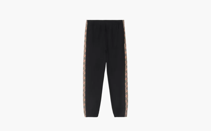 Burberry Check Trim Cotton Jogging Pants Black 