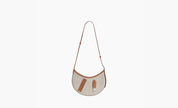 Hermes P'tit Arcon Canvas With Swift Calfskin Shoulder Bag "Beige & Gold" 