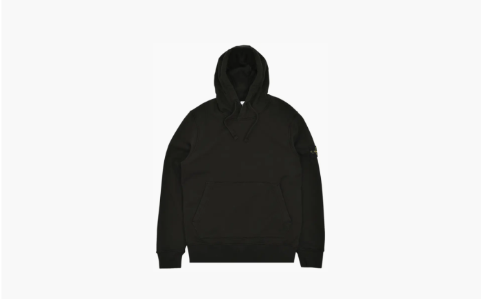 Stone Island Patch Logo Hooded Sweatshirt Black 