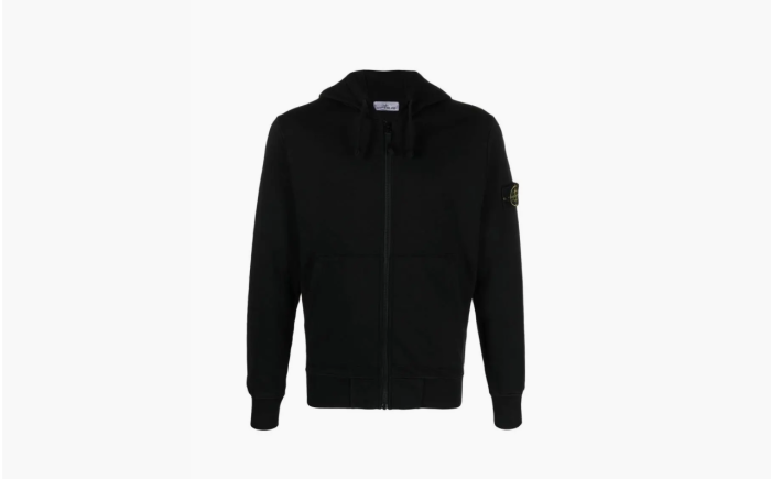 Stone Island Zip Hooded Sweatshirt "Black" 