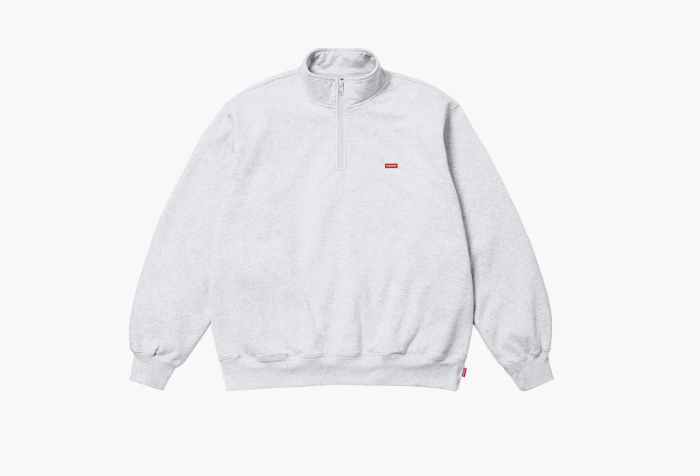 Supreme Small Box Half Zip Pullover  Ash Grey 