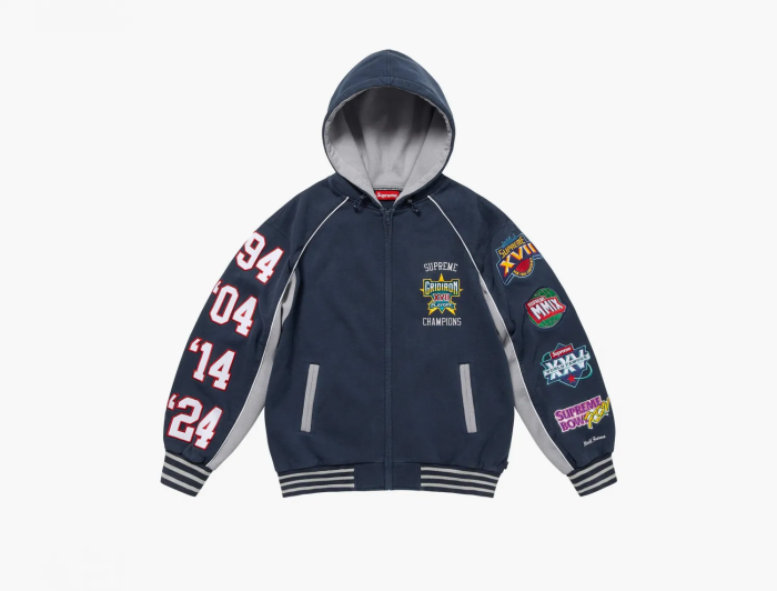 Supreme Playoffs Zip Up Hooded Sweatshirt Navy 