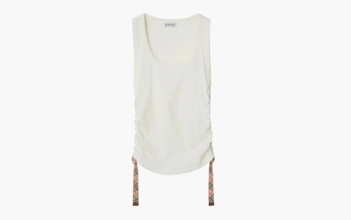 Burberry Festival Cotton Blend Tank Top Chalk 