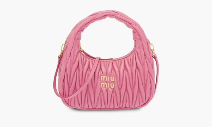 Miu Miu Wander Matelasse Nappa Leather Hobo Bag Pink 