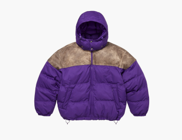 Supreme Leather Yoke Puffer Jacket Purple 