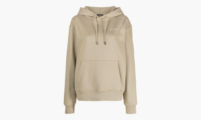 Jacquemus Le Sweatshirt Brode Embroidered Logo Hoodie Dark Beige  Jacquemus Le Sweatshirt Brode Embroidered Logo Hoodie Dark Beige