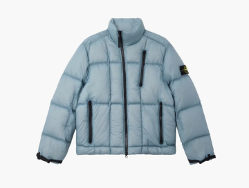 Stone Island Lightweight Stand Collar Down Jacket Avio Blue 