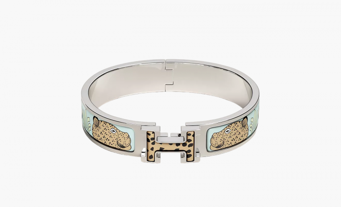 Hermes Clic H Les Leopards bracelet "Silver" 