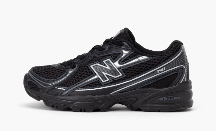 New Balance 740 Bungee Lace PS Black Grey Silver 