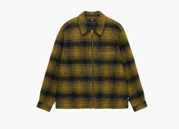 Stussy Wool Plaid Zip Shirt Yellow 