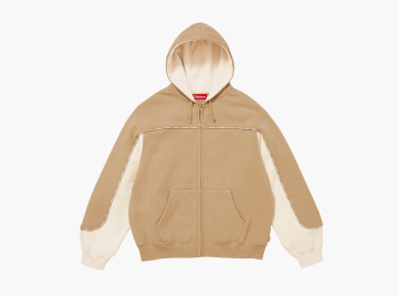 Supreme Piping Zip Up Hooded Sweatshirt Dark Tan 