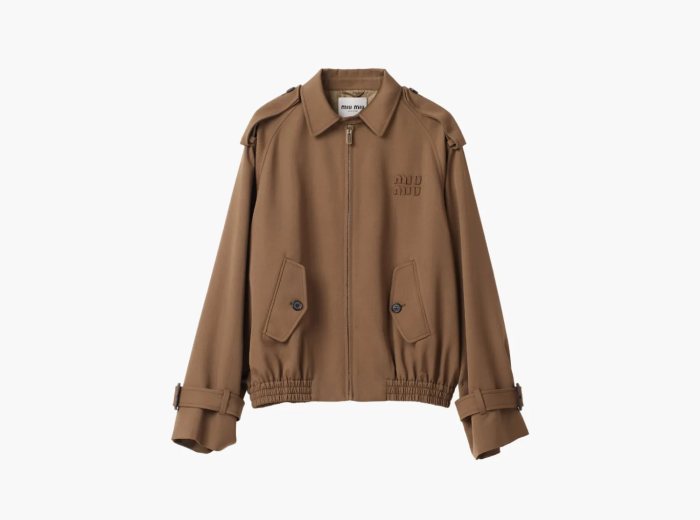 Miu Miu Gabardine Blouson Jacket Cork Beige  Miu Miu Gabardine Blouson Jacket Cork Beige