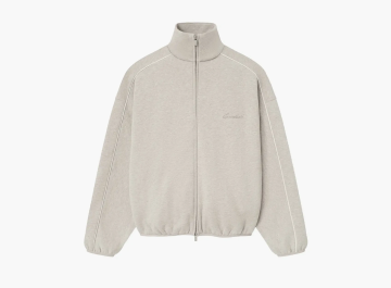 Fear of God Essentials Modern Fleece Track Jacket With Piping Heather Stone/Cloud White 