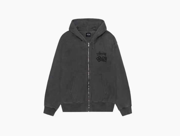 Stussy Dice Zip Hoodie Pigment Dyed "Black" 