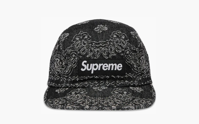 Supreme Bandana Jacquard Denim Camp Cap "Black" 