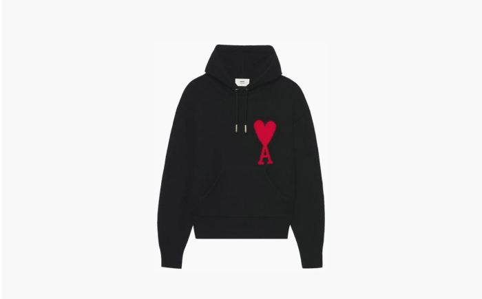 Ami ADC Knitted Hoodie Black/Red  Ami ADC Knitted Hoodie Black/Red