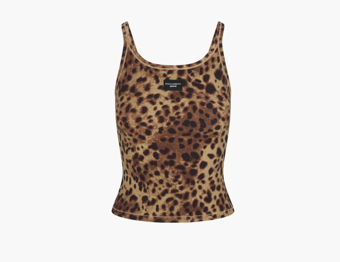 Skims X Dolce&Gabbana Cotton Rib Scoop Tank Leopard 