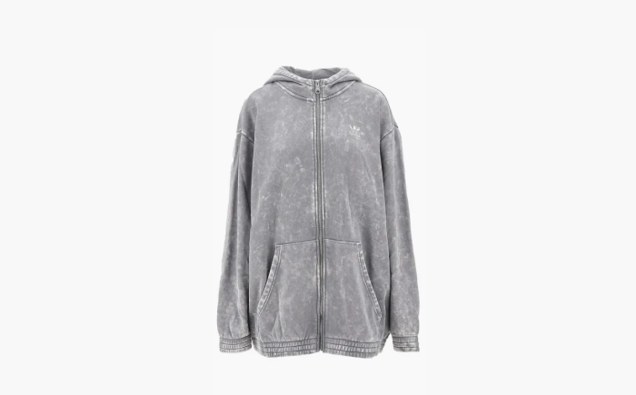 Adidas originals Washed-out cotton oversized full-zip hoodie Gray 