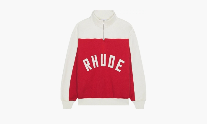 RHUDE Contrast Quarter Zip Varsity "Red / Cream" 