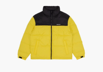 Carhartt WIP Embroidered Quilted Zip-Up Down Puffer Jacket Yellow  Carhartt WIP Embroidered Quilted Zip-Up Down Puffer Jacket Yellow