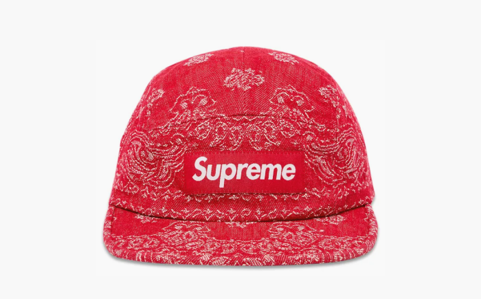 Supreme Bandana Jacquard Denim Camp Cap "Red" 
