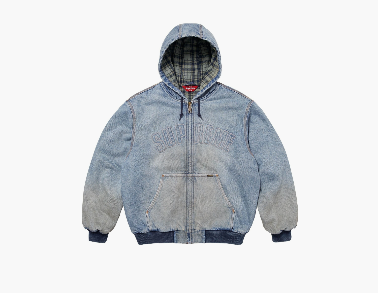 Supreme Reflective Arc Hooded Work Jacket Denim  Supreme Reflective Arc Hooded Work Jacket Denim