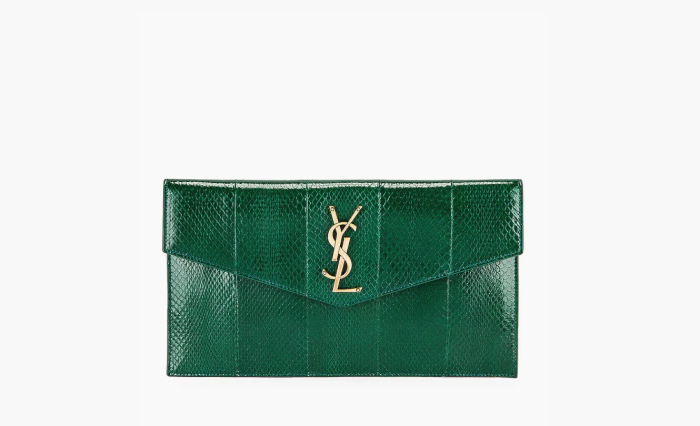 SAINT LAURENT Medium Uptown Ayers Clutches Green 