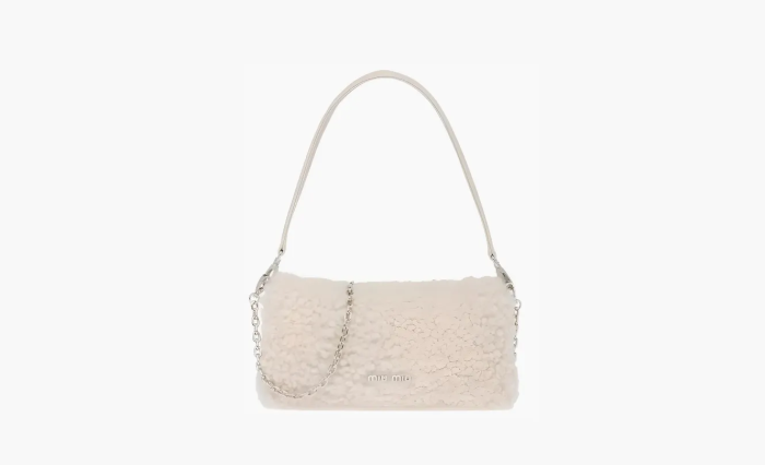 MIU MIU Sheepskin Shoulder Bag In Ivory White 