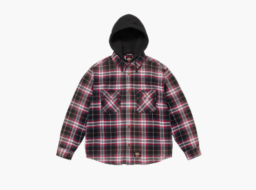 Supreme x Dickies Lined Zip Up Hooded Flannel Shirt Black 