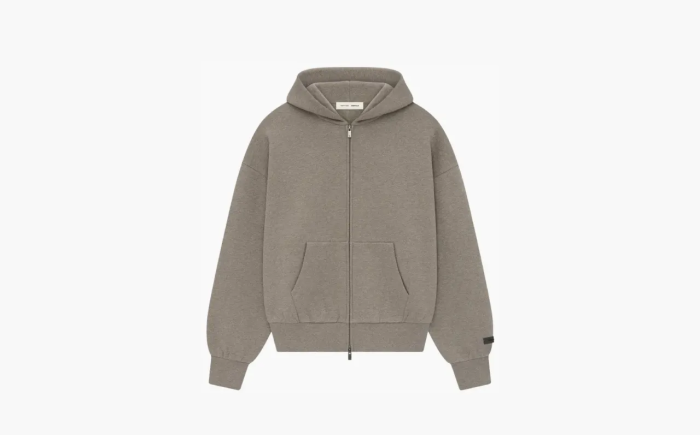 Fear of God Essentials Classic Full Zip-Up Hoodie Homestead Heather  Fear of God Essentials Classic Full Zip-Up Hoodie Homestead Heather