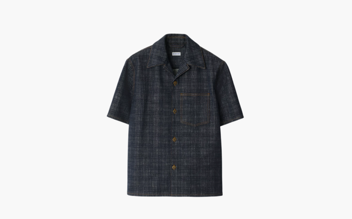 Burberry Relaxed Fit Check Denim Shirt "Indigo" 