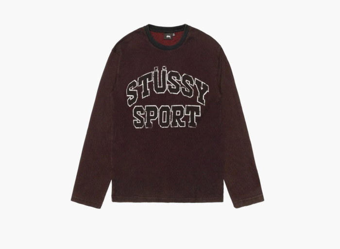 Stussy 2 Tone Cotton Mesh Crew  "Black" 