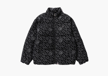 A Bathing Ape Denim Monogram Puffer Down Jacket Black 